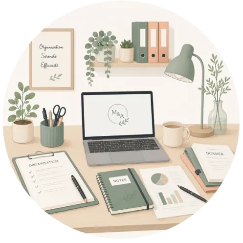 Espace de travail organisé pour la gestion administrative à distance